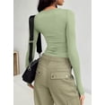 thumbnail image 3 of ORUYROP T-Shirts à Manches Longues pour Femmes Mode Automne 2023 Crop Tops Basiques Ajustés Y2K, 3 of 5