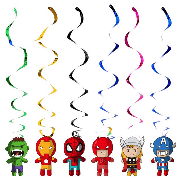 6pcs Disney Spiderman Princess Encanto Mickey Mouse Stitch Frozen Theme Spiral Ceiling Swirls Garlands Birthday Party Decora Gao Jinjia LED