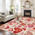 thumbnail image 2 of Large Area Rugs for Living Room Bedroom, Valentine's Day 6'x9' Rug Washable Carpet Runner Indoor Outdoor, Watercolor Love Heart Romantic Me You Beige Non Slip Floor Mats Rug for Kitchen, Playroom, 2 of 8