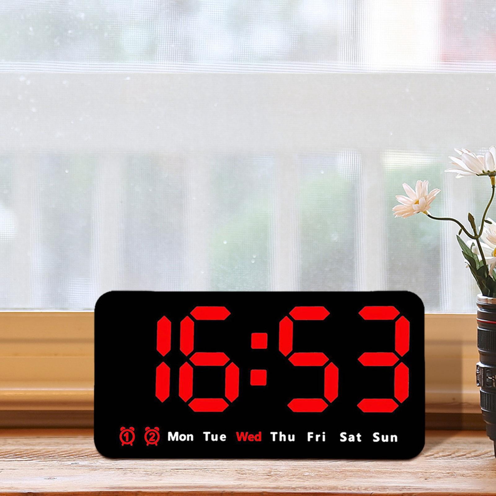 WLPZXP Digital Clock Desk Calendar Temperature Large Display LED Alarm Clock Wall Clock Red