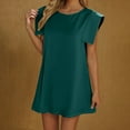 thumbnail image 2 of JIUKE Mini Dresses for Women Short Sleeve Solid Color Tank Dress Casual Flowy Pleated Summer Sundresses, 2 of 8
