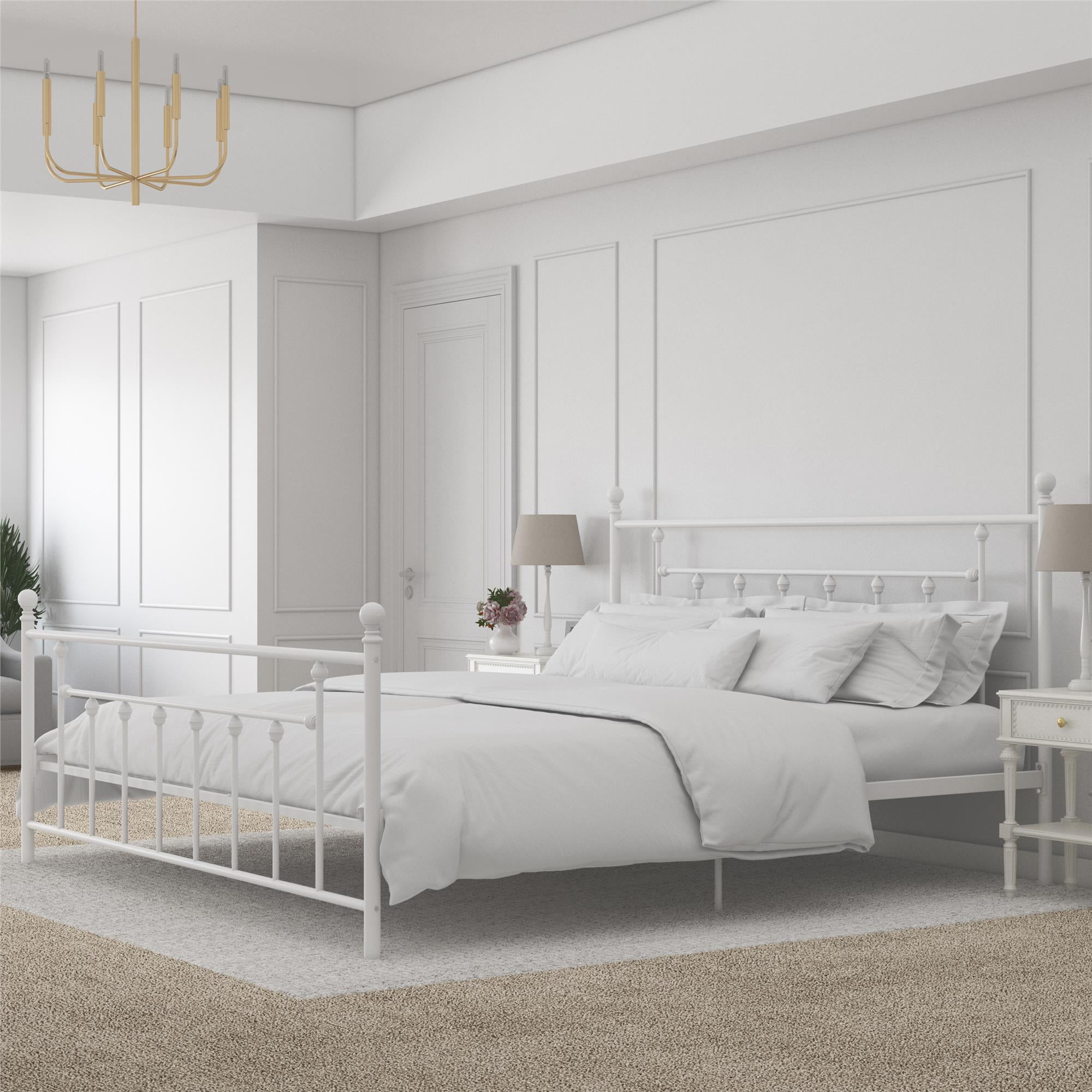 DHP Manila Metal Bed, White, King