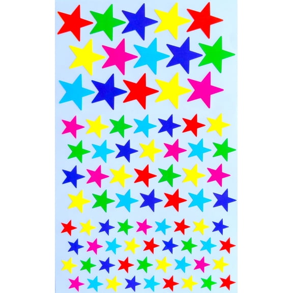 Multi Color Star Stickers in 3 sizes, 6 assorted Colors Star Sticker by Royal Green - 790 Stickers