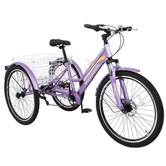 MOPHOTO 24" Mountain Trike Adult 3 Wheel Cruiser Bike 7 Speed Tricycle Basket, Exercise Men's Women's Tricycles