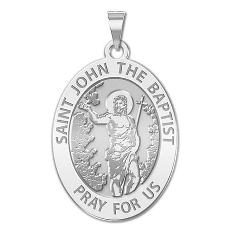 Saint John the Baptist Religious Medal - 1/2 X 2/3 Inch Size of Dime, Sterling Silver