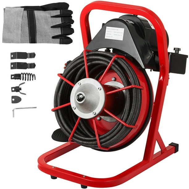 VEVOR 75 ft x 3/8 in Drain Cleaner Machine 250W fit 1" to 4" Pipes