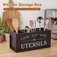 thumbnail image 5 of Extra Large Wooden Utensil Organizer with 4 Compartments, Farmhouse Spatula Holder for Kitchen Countertop, Sturdy Wood Crock,15.6" x 5.8" x 7",Black, 5 of 9