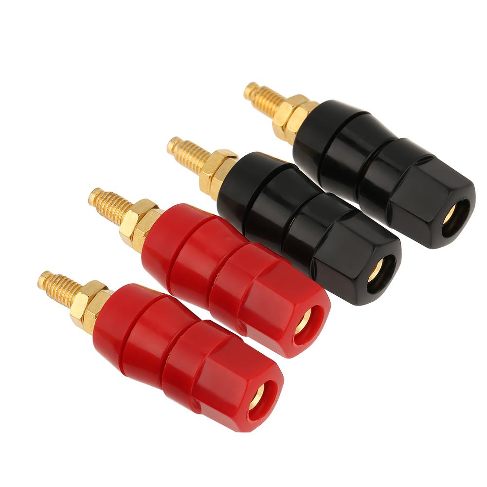 OTVIAP 4 Pcs Black and Red Audio Speaker Binding Post For Banana Jack