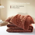 thumbnail image 5 of Velvet Quilt Full/Queen Size-90''x98'', Lightweight Burnt Orange Velvet Comforter Set with 2 Pillow Shams, Soft Bedspread Coverlet Quilted Bedding Set for All Season, 5 of 6
