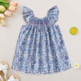 thumbnail image 4 of Mnyotv Flutter Sleeve Floral Dresses for Girls Casual Smocked Clothes Toddler Baby Girl Summer Outfits Size 3-4Y, 4 of 6