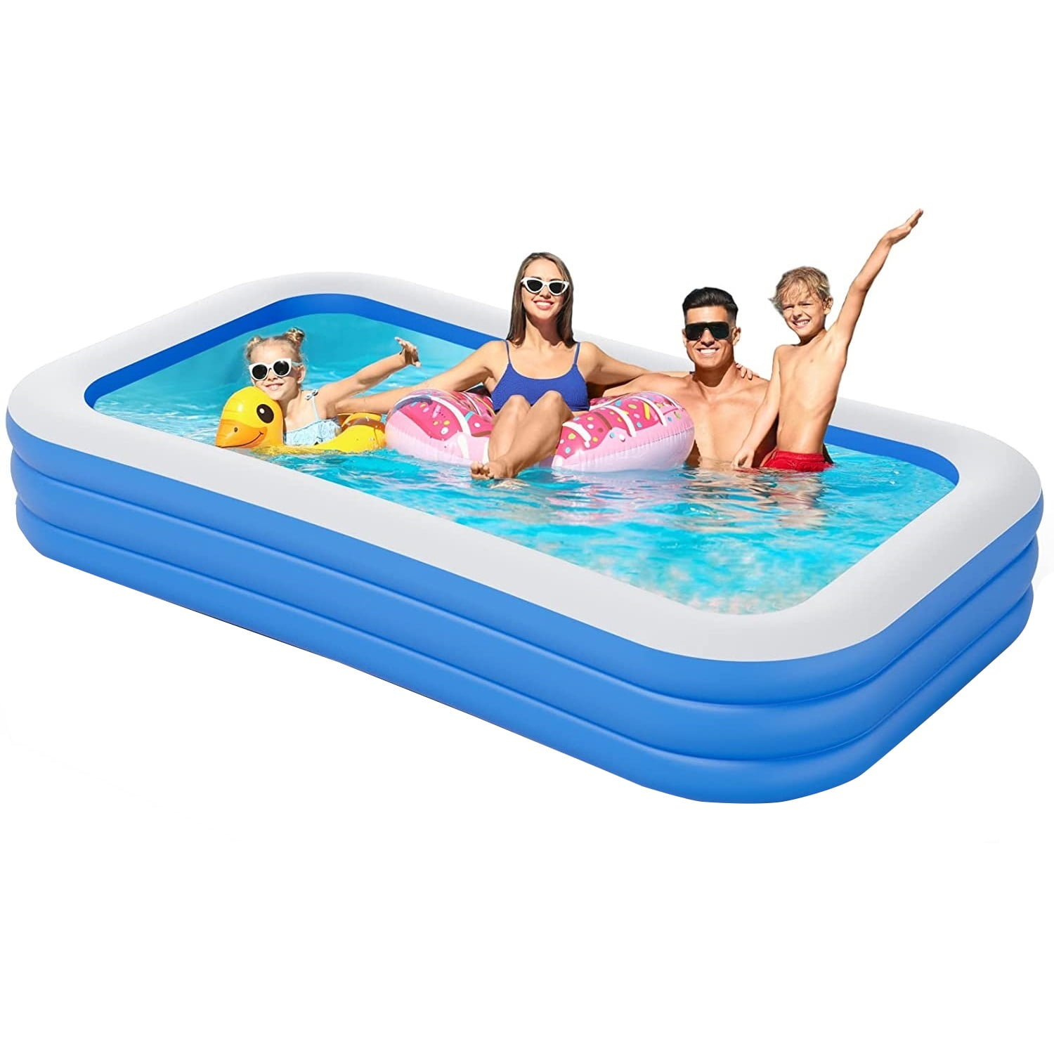 Toddler Pool Kiddie Pool Inflatable Pool for Kids and Adults Family Rectangle Pool Above Ground Swimming Pool 6ft-3Rings Premium Plastic Pool for Kids Pools for Backyard,Outdoor,Party 