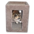 thumbnail image 1 of Beatrise Tapissé 2 Étages Standing Kitty Cube Carré Chat Condo avec Chat, 1 of 1