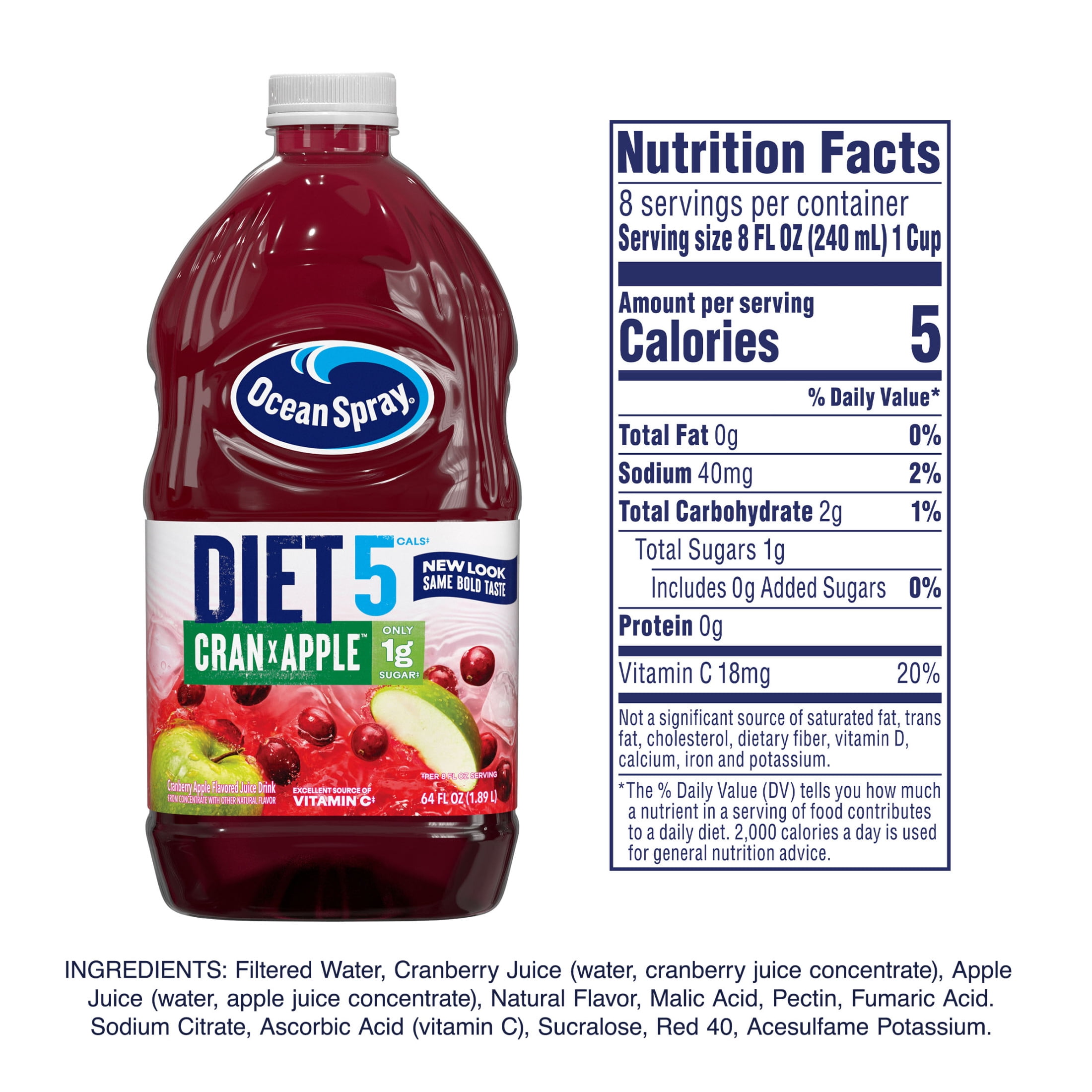 Ocean Spray Diet Cran Apple Cranberry Apple Juice Drink 64 fl oz Bottle