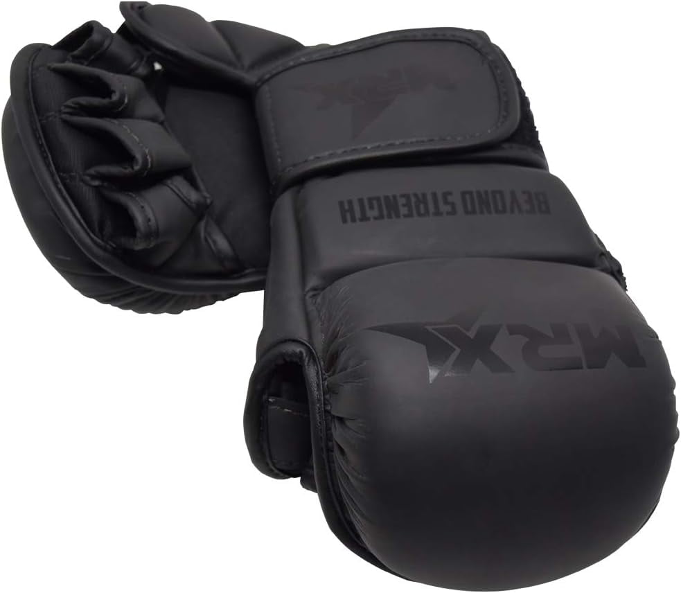 MRX MMA Grappling Gloves 7 OZ Boxing Punching Glove Mitts Black L/XL