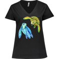 thumbnail image 3 of Inktastic Sea Turtles Swimming Together Women's Plus Size V-Neck T-Shirt, 3 of 5