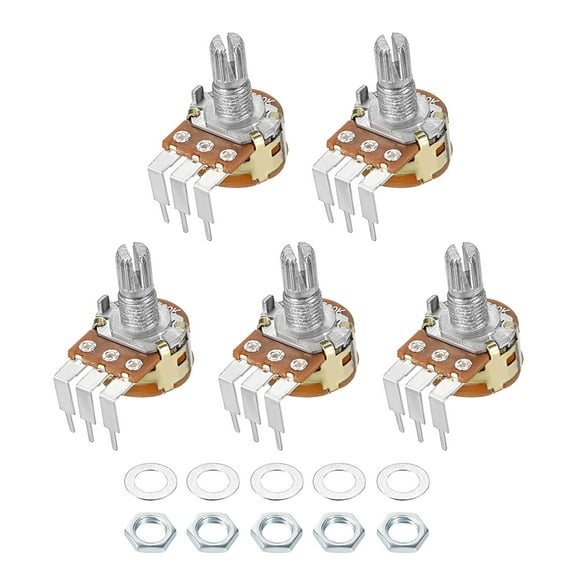 Uxcell WH148 B50K Ohm Variable Resistors Single Rotary Carbon Film Potentiometer 5pack