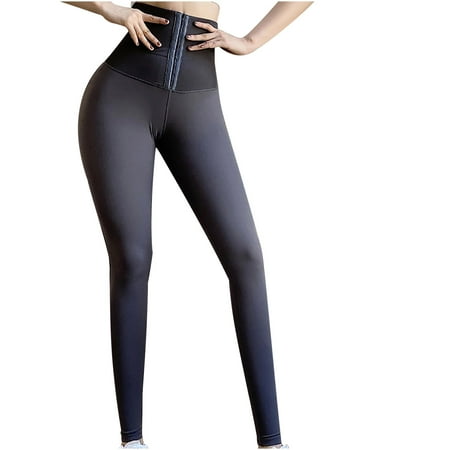 

Charella Women Sport Fitness Yoga Pants High Waist Body Shaping Breasted Elasticity Pants Gray L