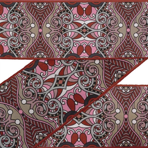 IBA Indianbeautifulart Orange Stripe & Ogee Decorative Velvet Trim Fabric Sewing Fabric Lace Dressmaking Printed Sewing Lace 9 Yards 3 Inches