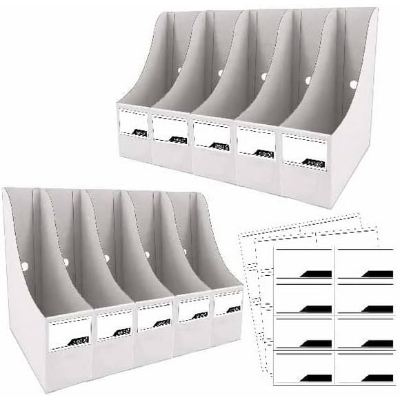 ANSSDO 12 Pack White Cardboard Magazine Holder - Premium Magazine File Organizer, Large Volume Storage Box, Book Bins or Folder Holder for Desk