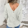 thumbnail image 6 of GUZOM Sweaters Womens Openwork Knit Sweater - V-Neck Long Sleeve Acrylic Top with Ribbed Cuffs, Loose Fit, White, Sizes S to XXXL,Size M, 6 of 8