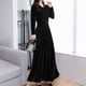 thumbnail image 2 of Vestido largo de terciopelo de manga larga para mujer - Vestido largo ajustado de corte A para fiestas de invierno, tallas M-XXXXL, 2 of 6