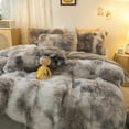 thumbnail image 3 of Wajade Plush Duvet Cover Set 3 Piece - Luxury Ultra Soft Fluffy Fuzzy Comforter Cover with 2 Pillow Shams Faux Fur Bedding Set,Full Size,Grey White Ombre, 3 of 5