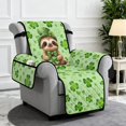thumbnail image 2 of TSOVTHRID Cute Sloth Green Hat Recliner Chair Covers, Non-Slip Recliner Covers for Recliner Chair, Shamrock Heart Print 1 Seat Lazyboy Recliner Covers for Home St. Patrick's Day Decor, 2 of 7