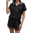 thumbnail image 2 of 2 Piece Casual Sets Short Sleeve Half Zipper Sweatshirt and Shorts Sweatpants Matching Sweatsets, 2 of 6