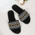 thumbnail image 5 of Women's Slip on Sandals Slide Casual Sandal Flat Open Toe Slides Women's Summer Fashion Casual Color Matching Ethnic Style Flat Bottom Slippers Black 6, 5 of 6