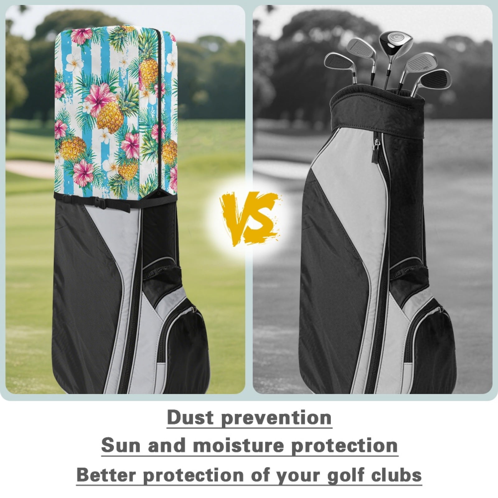 Yuyamidu Pineapple Golf Bag Rain Hood Cover Hibisucs Golf Bag Dust Covers Easy to Use Protect Your Clubs for Mens Women Golfer, Blue