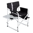 thumbnail image 3 of Oversized Folding Lounge Chair, Outdoor Lightweight Directors Chair, Aluminum Camping Chair with Side Table and Storage Pouch for Beach, Trip, Picnics, Fishing, Heavy Duty Support 400 LBS, Black, 3 of 7
