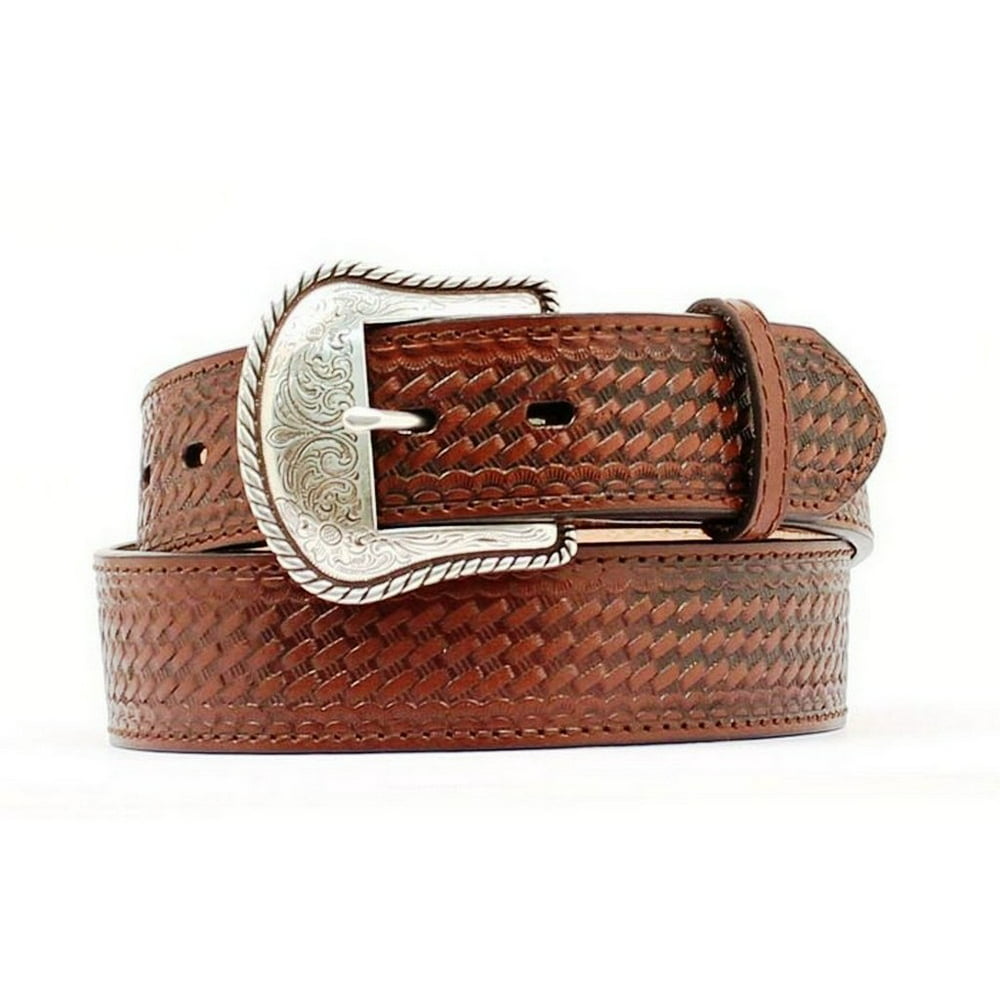 Nocona - Nocona Western Belt Mens Basket Weave Leather Brown N1010602 ...
