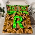 thumbnail image 2 of Manfei Kids Teens Personalized Initial Letter R 3pcs Twin Sheet Sets,Brown Green Twin Fitted Sheet,Construction Game Breathable Flat Sheet,Breathable Home Decor, 2 of 7