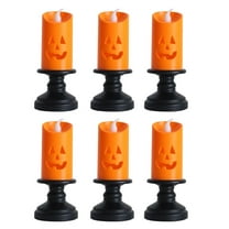 Nmdmisc 6 Pcs Halloween Orange Pumpkin Flameless Candles,Battery Operated LED Candles,Flickering Candles for Halloween Decoration,Fall,Harvest Festival