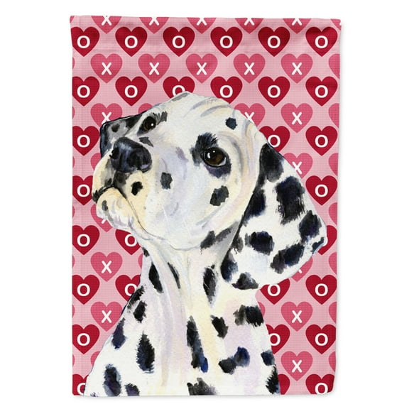 Carolines Treasures SS4492-FLAG-PARENT Dalmatian Hearts Love and Valentines Day Portrait Flag multicolor