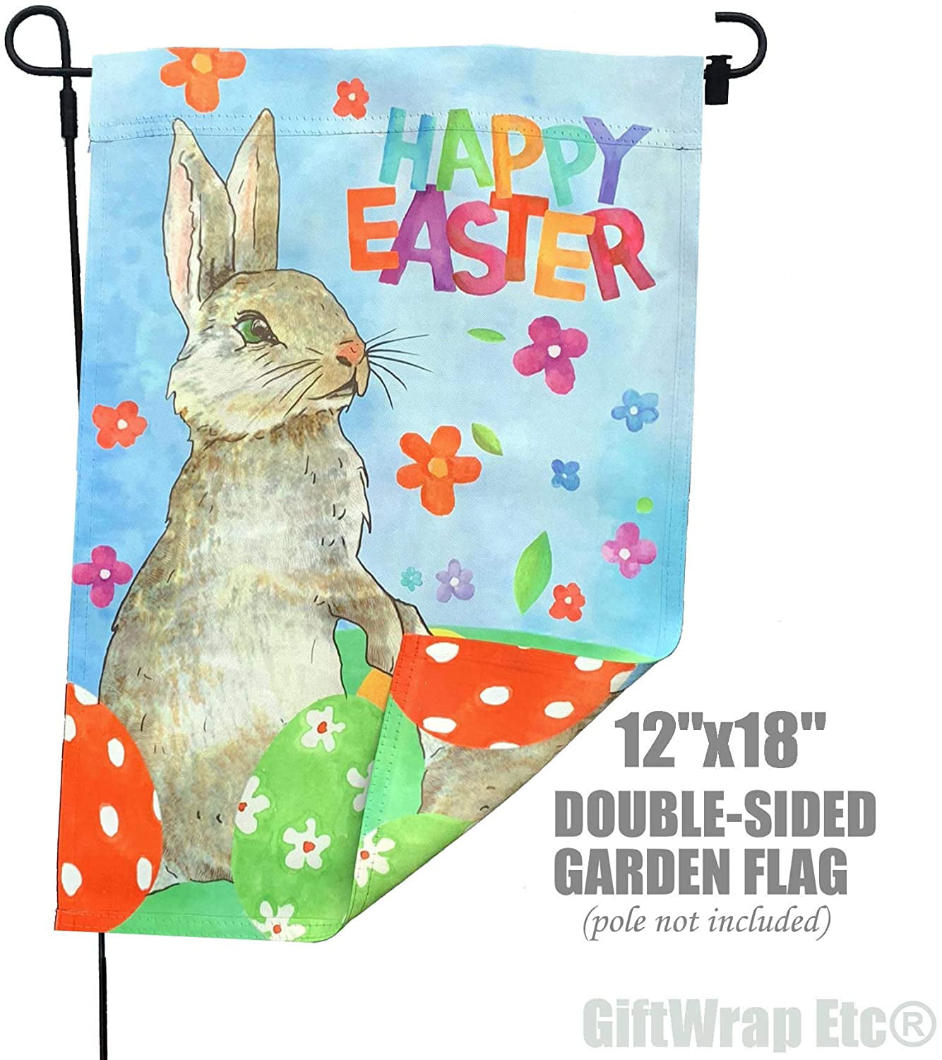 Funny Cute Rabbit Decorative Flag for Party Yard Home Decor Naanle Easter Rabbit Double Sided Polyester Garden Flag 12 X 18 Inches