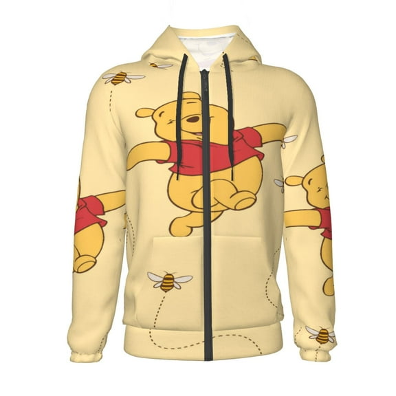 Youth Winnie The Poo Zip Up Hoodie with Pocket Graphic Pullover Hooded Sweatshirt Long Sleeve Teens Jacket