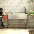 thumbnail image 6 of TROPOW 47x37x42.5 Inch Stainless Steel Utility Sink, Freestanding Single Bowl with Cold and Hot Water Pipe and Faucet, Commercial Sink Kitchen Sink for Restaurant Laundry Room Bathroom Garage, 6 of 7