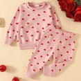 thumbnail image 2 of Durtebeua Toddler Baby Girl Valentine's Day Outfit Clothes Heart Letter Print Long Sleeve Sweatshirt Flare Pants 2pcs Z05-Pink,12-18 Months, 2 of 7