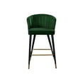 thumbnail image 3 of Maykoosh City Sleek Modern, Contemporary Velvet Upholstered Counter Height Stool with Channel Tufting and Gold Tipped, Black Metal Legs, Grey, 20" W x 21" D x 36.5" H-Color:Green, 3 of 7