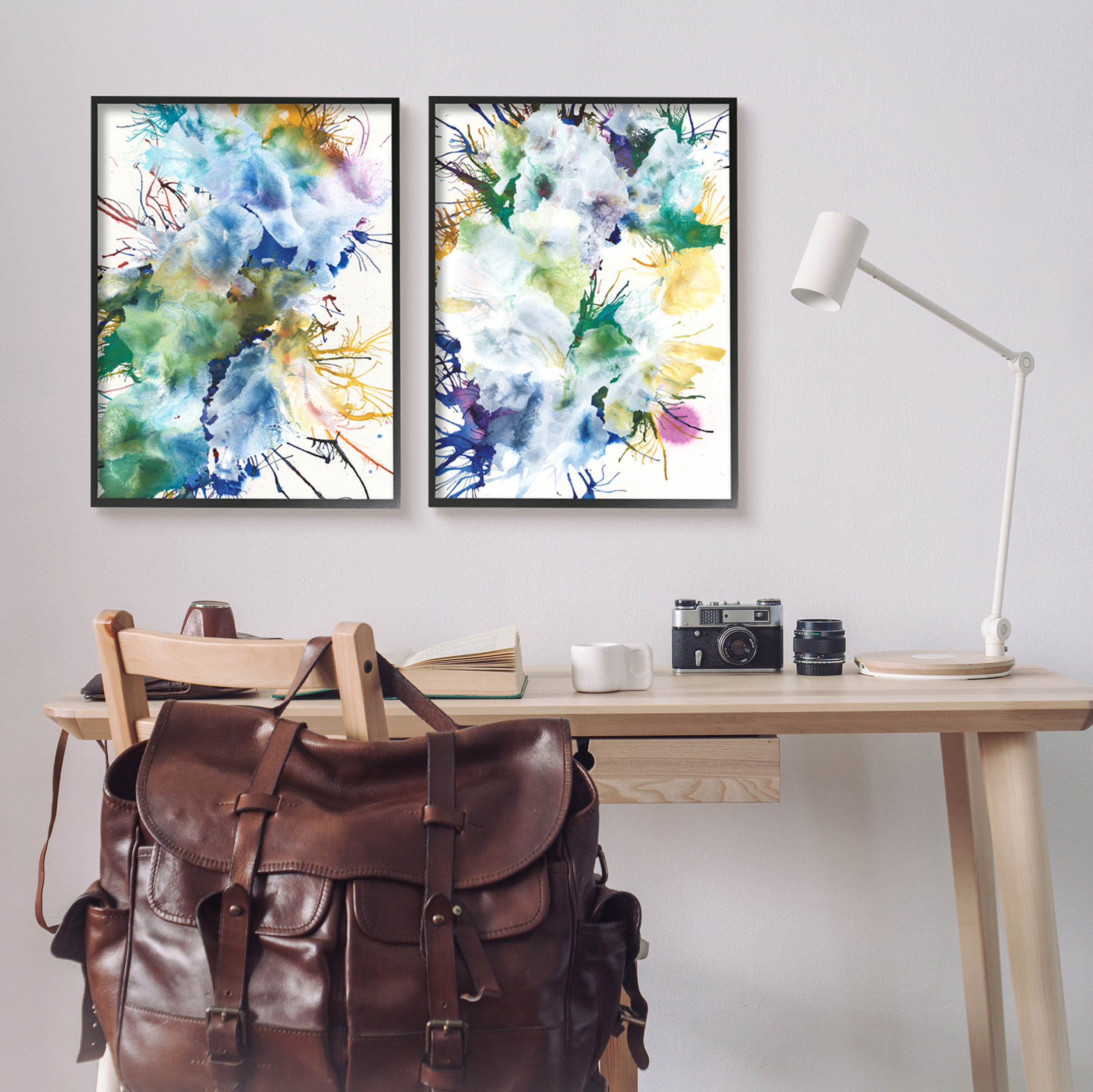 Stupell Industries Modern Urban Rainbow Splatter Graphic Art Black Framed Art Print Wall Art, Set of 2, Design by Jodi Fuchs