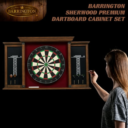 Barrington - Sherwood Wood Veneer Dart Cabinet - Brown/Black/Red