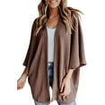 thumbnail image 1 of LinYooLi Women's Kimono Open Front Waffle Knit Cardigans Solid Sweater Batwing Sleeve Shawl Collared Soft Slouchy Cloak, 1 of 5