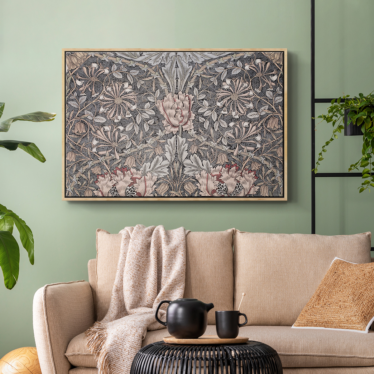 Vintage Abstract Print-XXX Framed in Natural Wood Wood Gallery Wrapped Canvas 27 in. x 41 in.