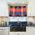 thumbnail image 5 of Yayeee Kitchen Curtains Tier Pair Light Filtering 27"x24" Rod Pocket Short Cafe Window Panel, Palm Tree Sunset Pattern, 5 of 7