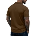 thumbnail image 4 of Qwertyu Polo Shirts for Men Casual Collared Short Sleeve Shirts Solid Color Quarter Zip Pullover Tops with Pocket Light Brown 3XL, 4 of 6