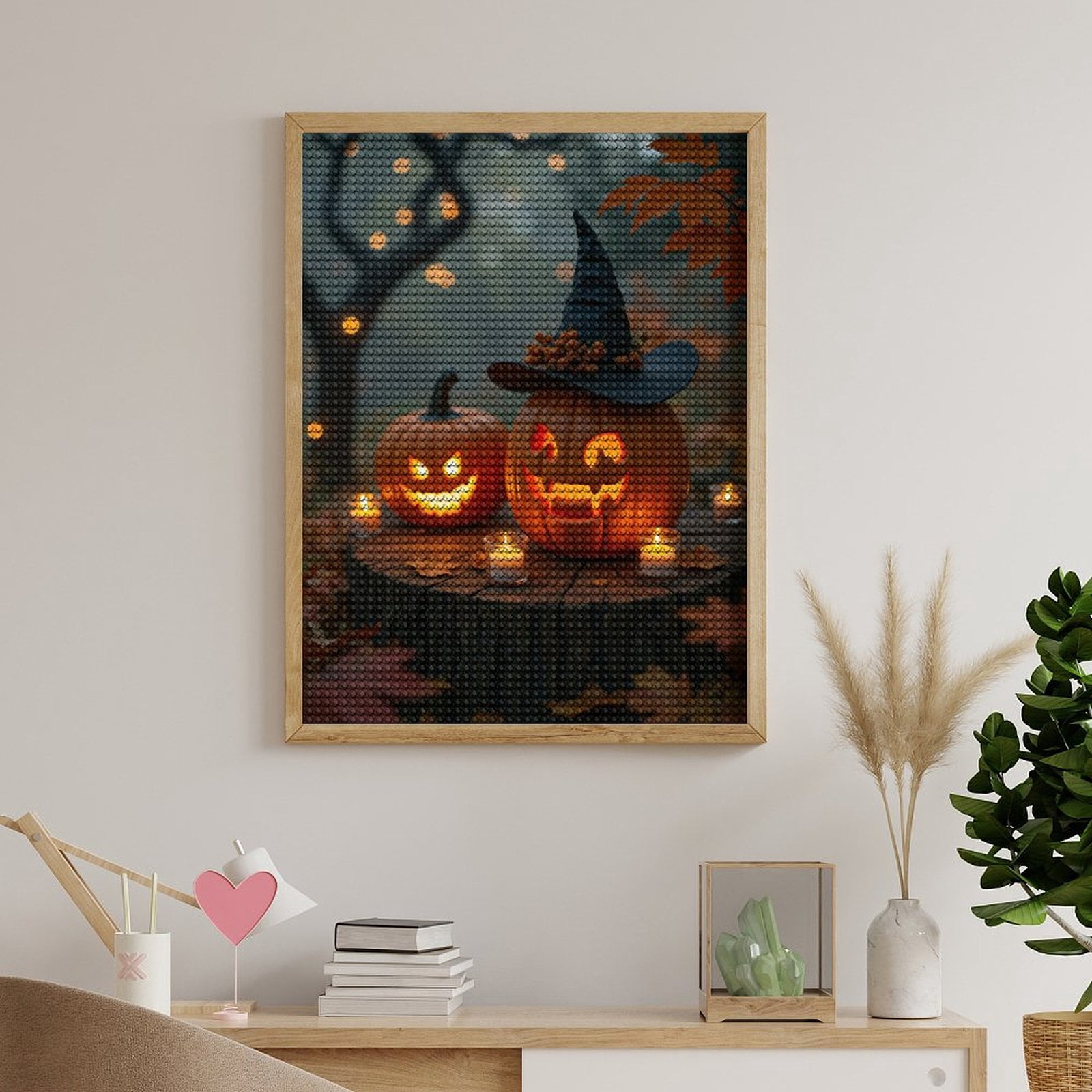 Diamond Art Kits for Adults, Jack O Lanterns Autumn Candles 5D Diamond Painting Kits for Adults Beginners, DIY Full Drill Diamond Painting, Gem Art and Crafts 12x16