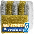 thumbnail image 2 of SPONGENATOR Kitchen Scrubbing Sponges - Heavy Duty Non Scratch Scrubbing Cleaner Sponges in 2 Colors - Multi Surface Non Metal Dish Scouring Scrubbers for Fast Cleaning (Gold & Silver, 6), 2 of 4