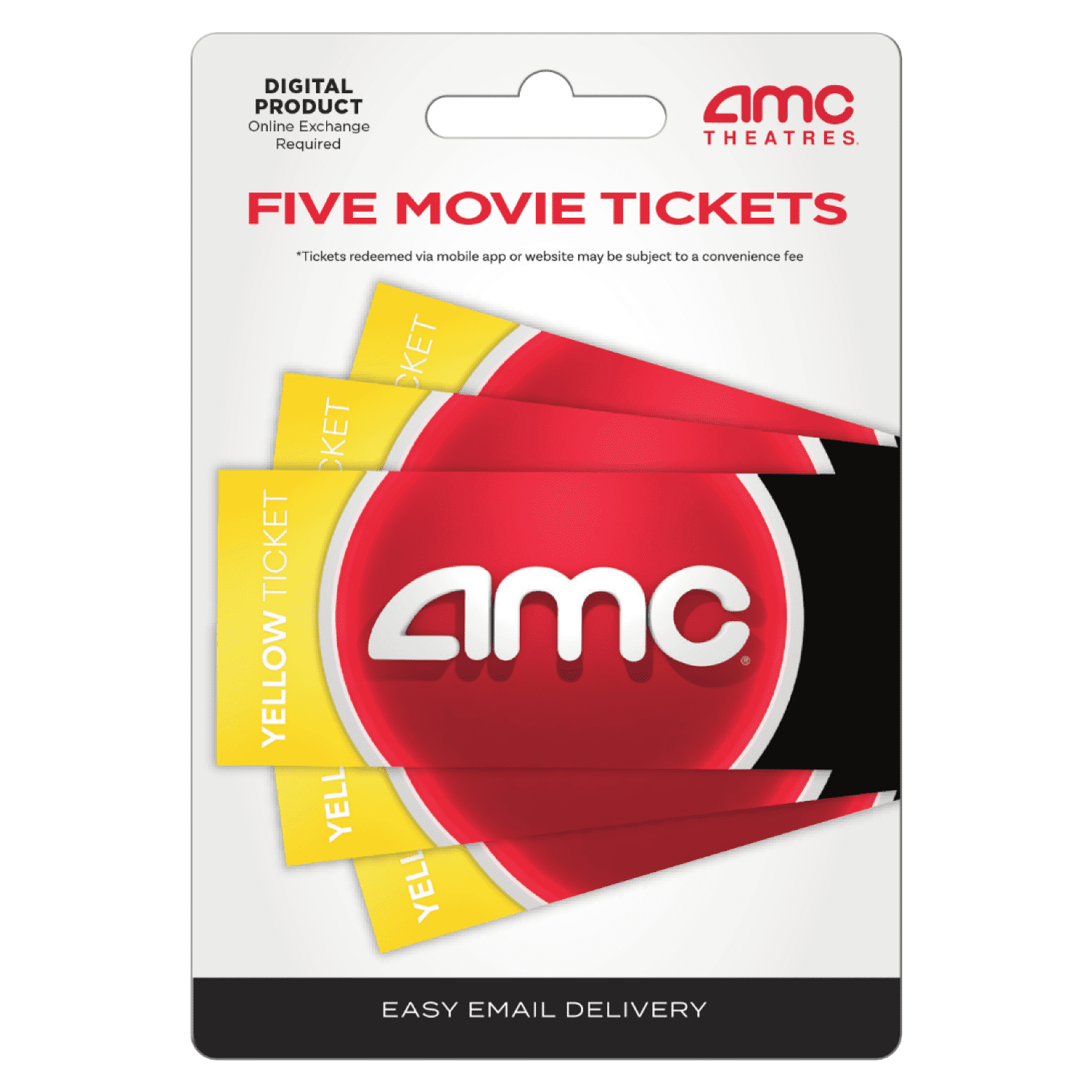 AMC Theatres - Five Standard/Digital Yellow Movie Tickets