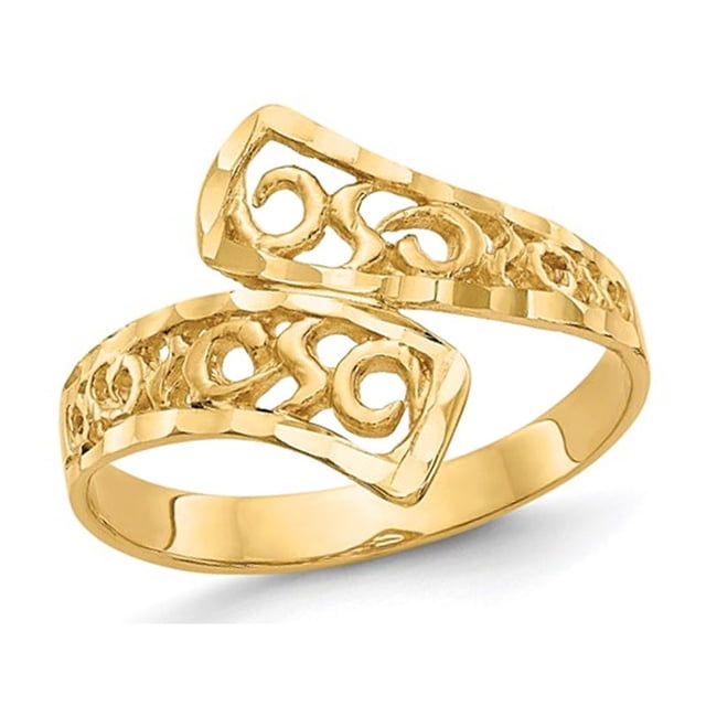 14K Yellow Gold By-Pass Lace Diamond-Cut Ring